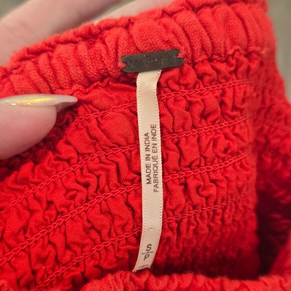 Free People counting daisies Red Embroidered Off-Shoulder Bell Sleeve Dress S - Picture 3 of 8